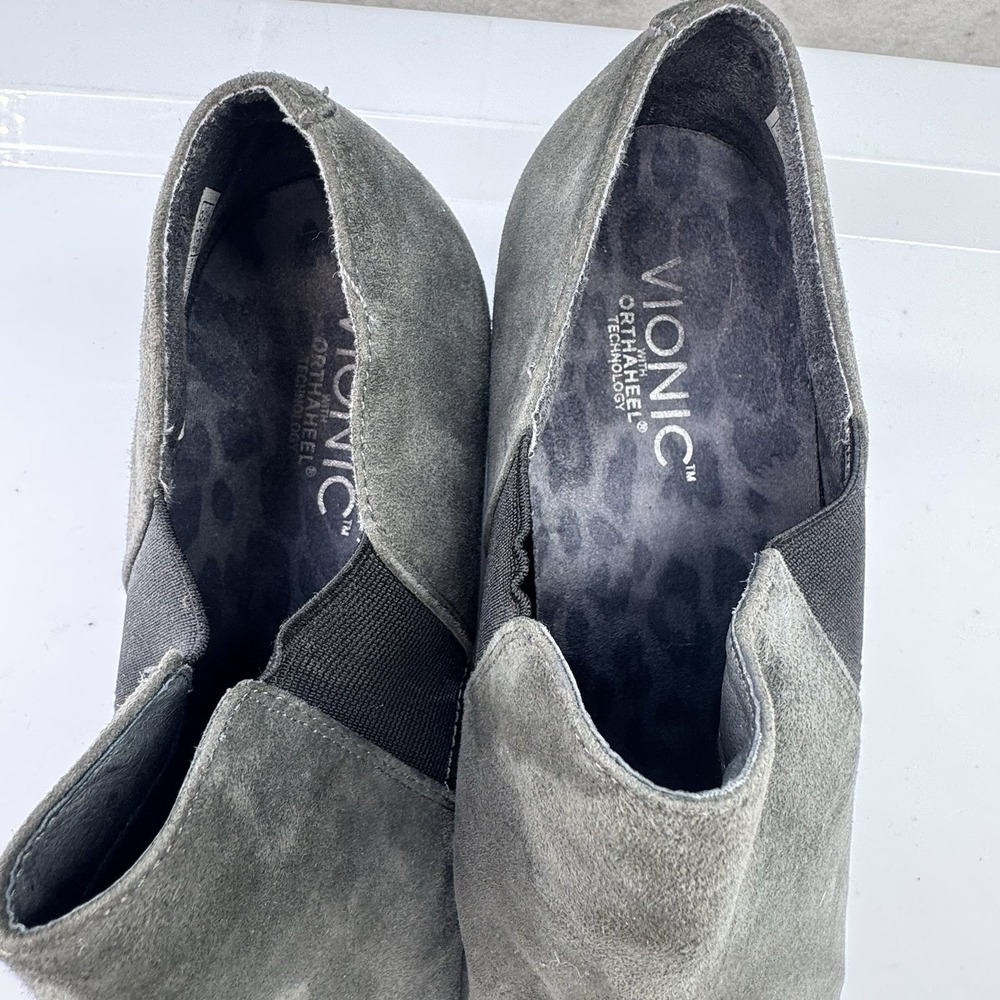 VIONIC Women's Size 9 Stanton Gray Suede Comfort Wedge Ankle Boots Booties - Picture 10 of 11